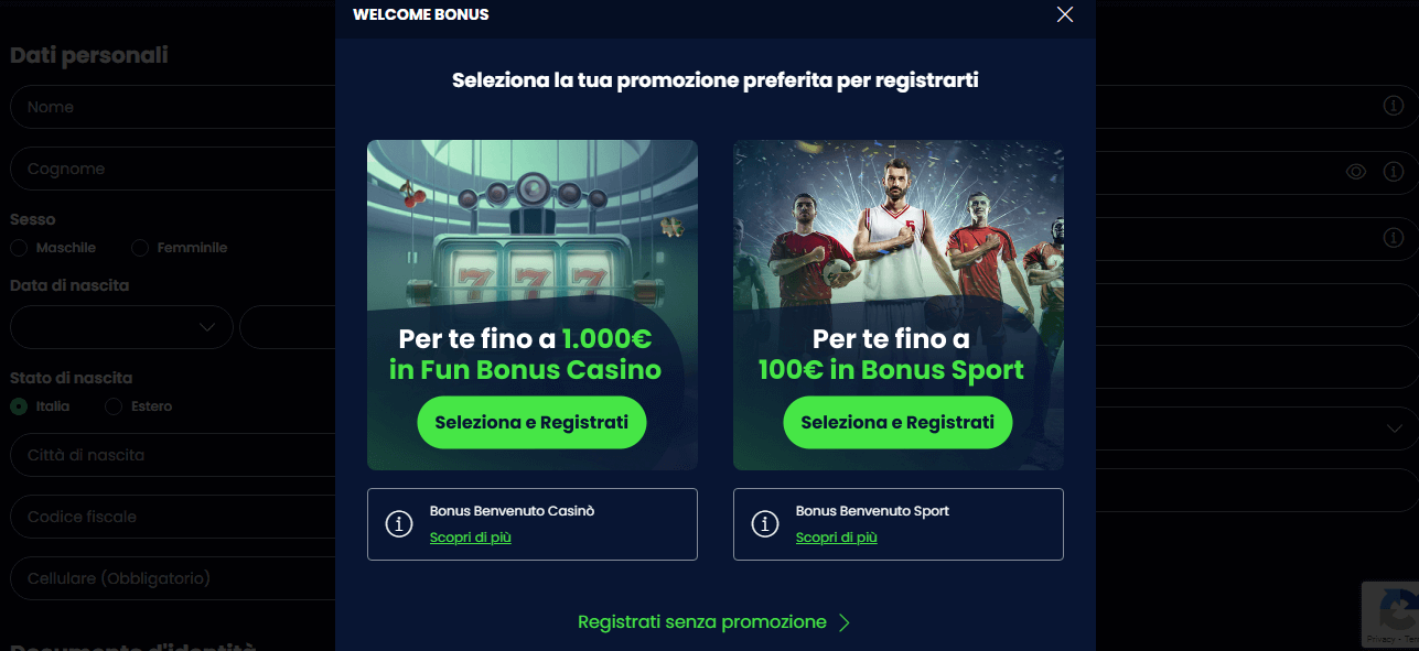Scegli il tuo bonus di benvenuto su Totosì casinò.