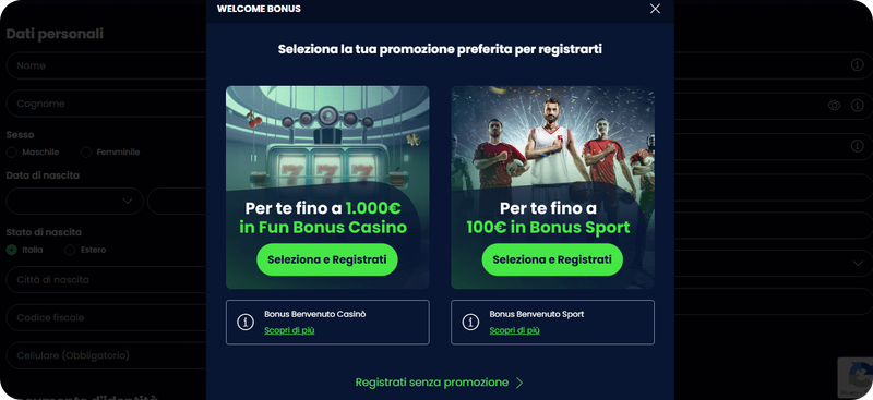 Scegli il tuo bonus di benvenuto su Totosì casinò.