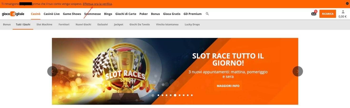 GiocoDigitale verifica account
