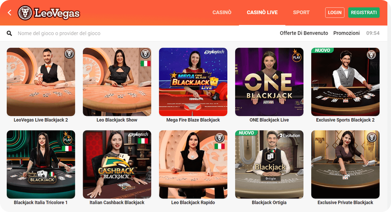 Gioca ai numerosi tavoli di Black Jack live su LeoVegas