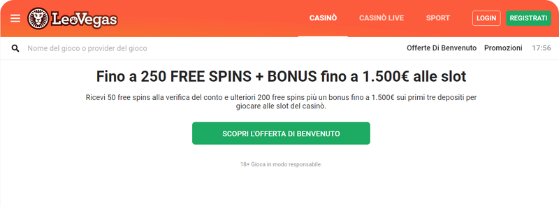Approfitta del Benvenuto LeoVegas se sei un nuovo utente