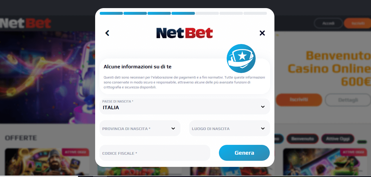 Qui ti vengono richieste altre informazioni personali.