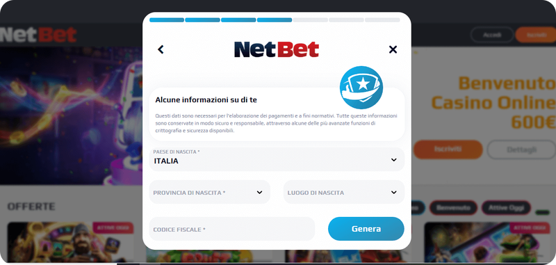 Qui ti vengono richieste altre informazioni personali.