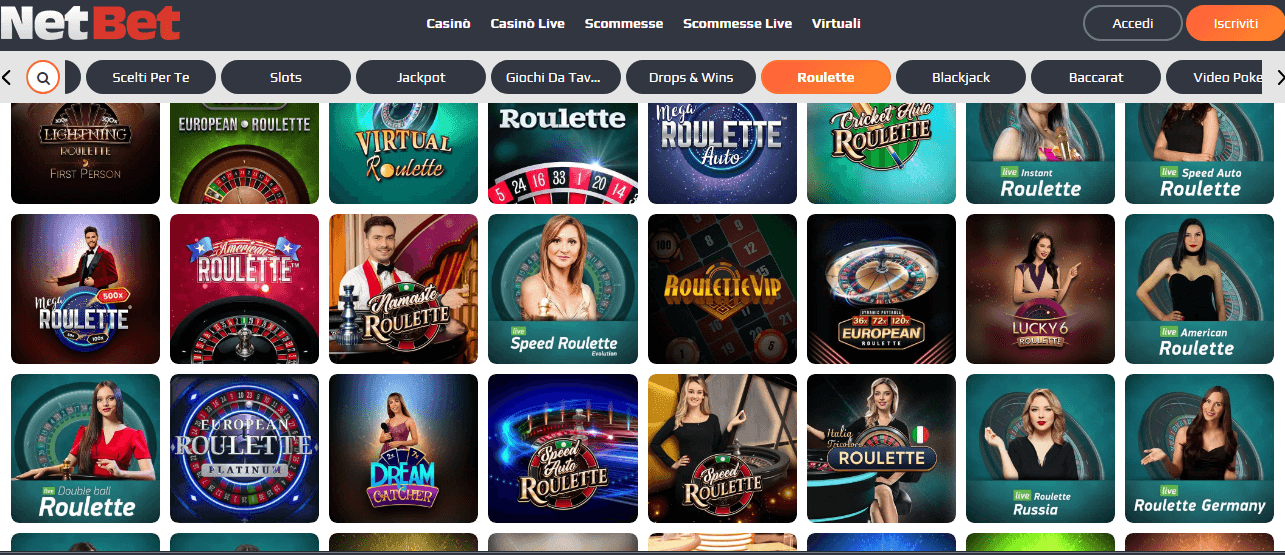 Scopri la grande selezione di roulette online su NetBet.