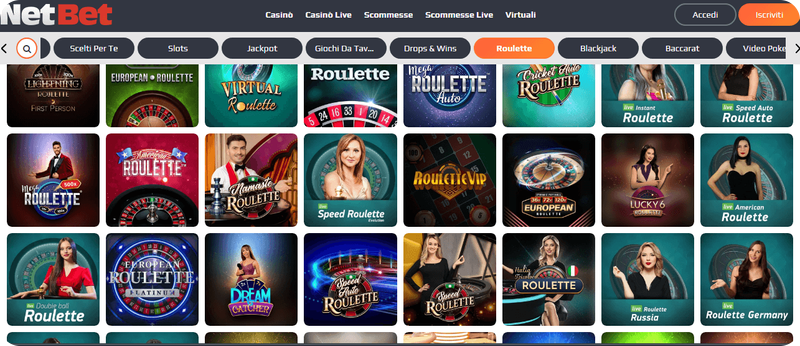 Scopri la grande selezione di roulette online su NetBet.