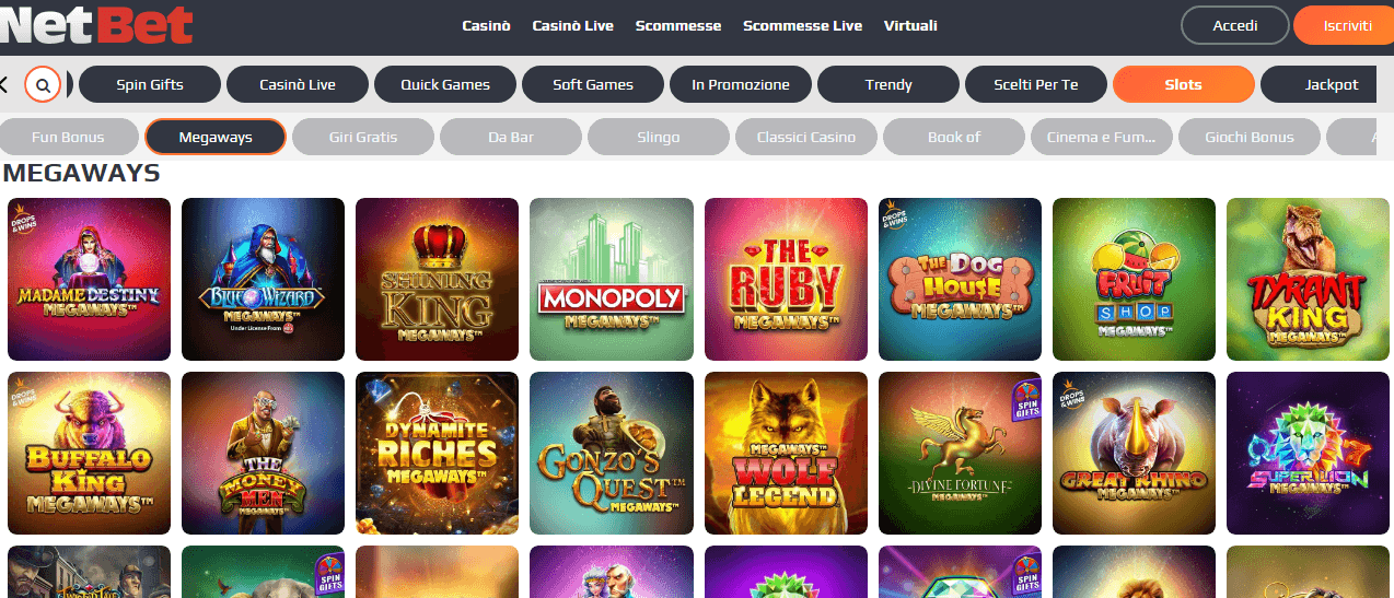 Le slot Megaways di NetBet possono portare vincite molto alte.