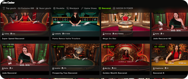 pagina baccarat live 888 Casinò