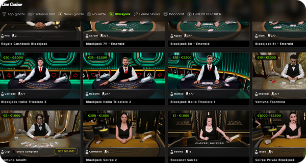 pagina blackjack live su 888 Casinò