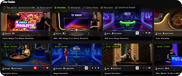 pagina roulette live 888 Casinò