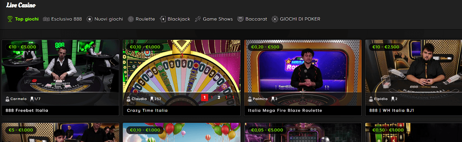 pagina casinò live 888 Casinò