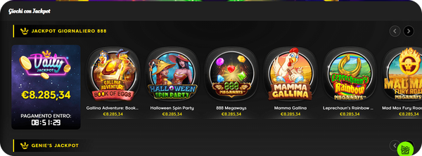 lista slot con jackpot su 888 Casinò