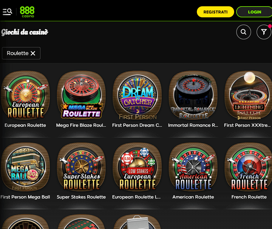 pagina roulette 888 Casinò