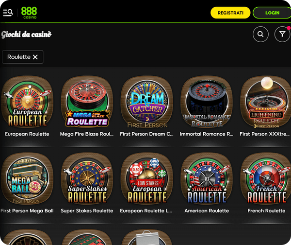 pagina roulette 888 Casinò