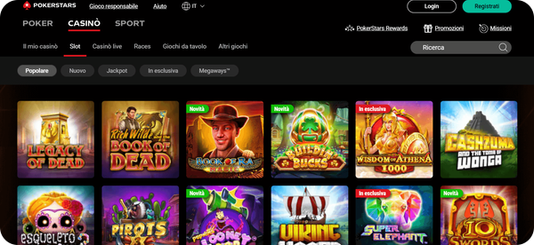 sezione slot Pokerstars casinò