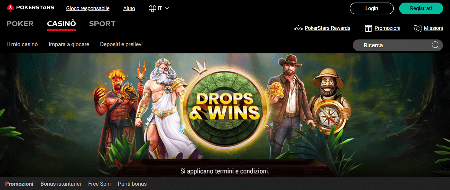 sezione tornei Pokerstars casinò