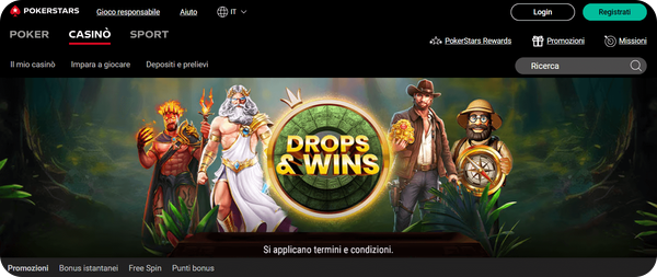 sezione tornei Pokerstars casinò