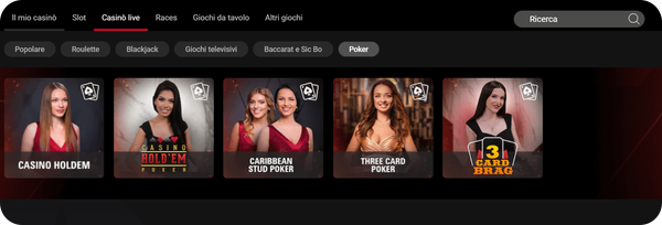 sezione live poker su Pokerstars casinò