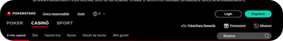 pagina principale Pokerstars Casinò