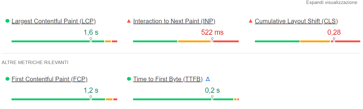 google page speed insight per la velocità di navigazione del sito