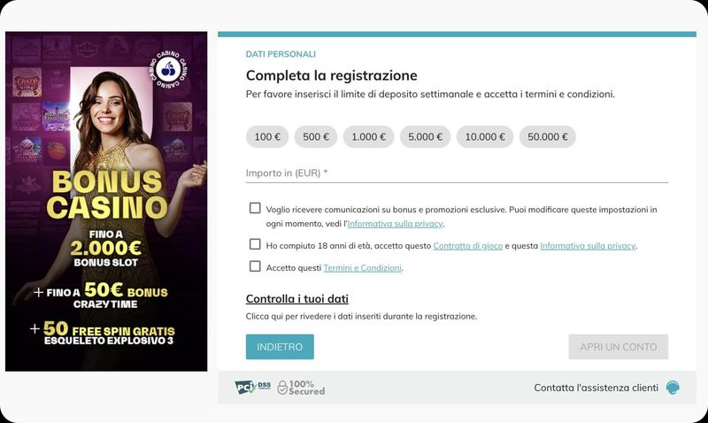 StarCasinò conferma registrazione