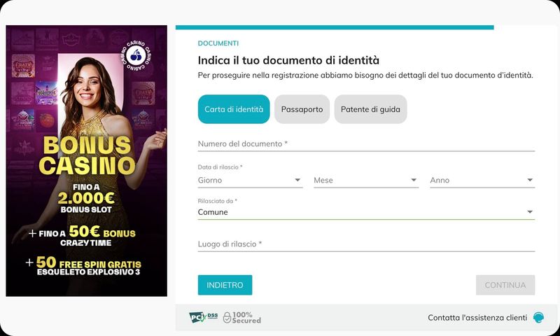 StarCasinò documento di identità