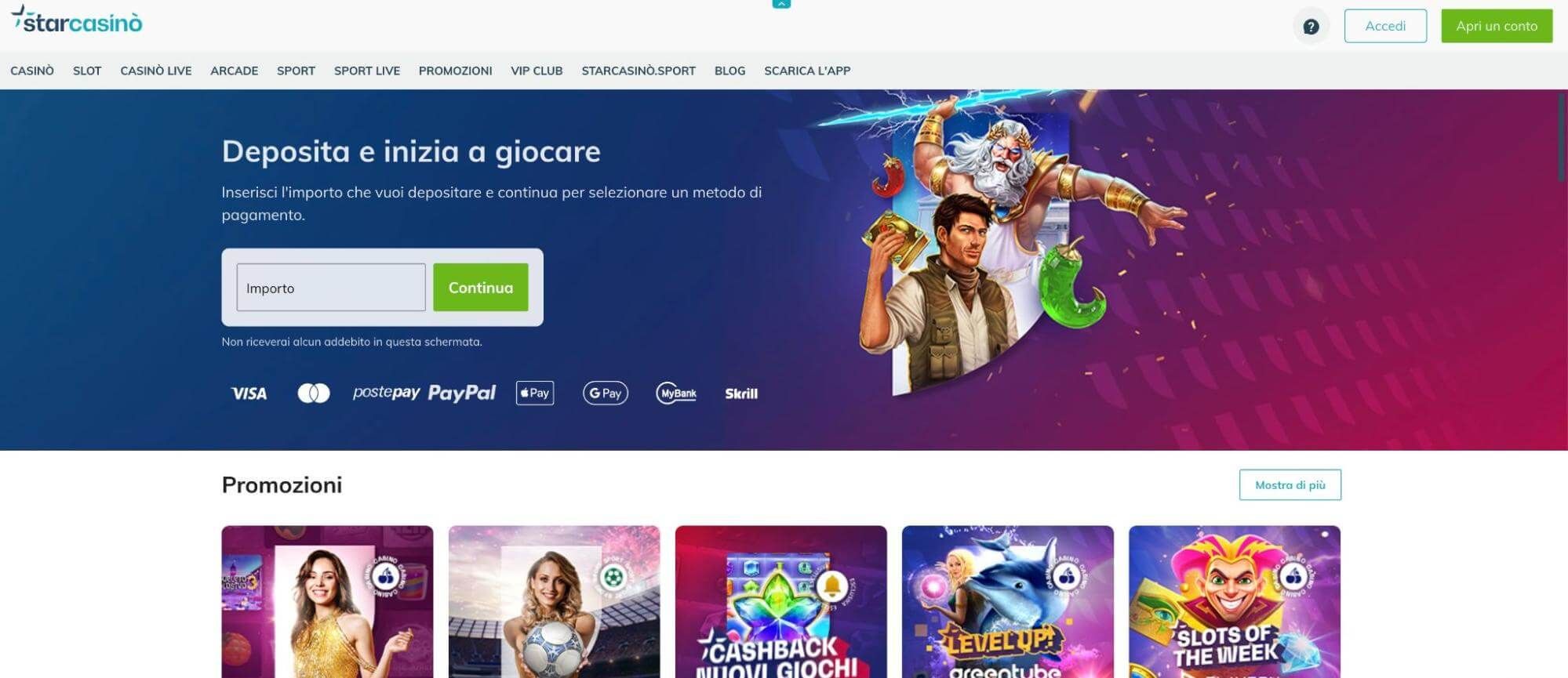 StarCasinò homepage