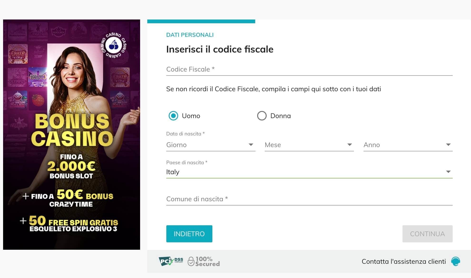StarCasinò codice fiscale