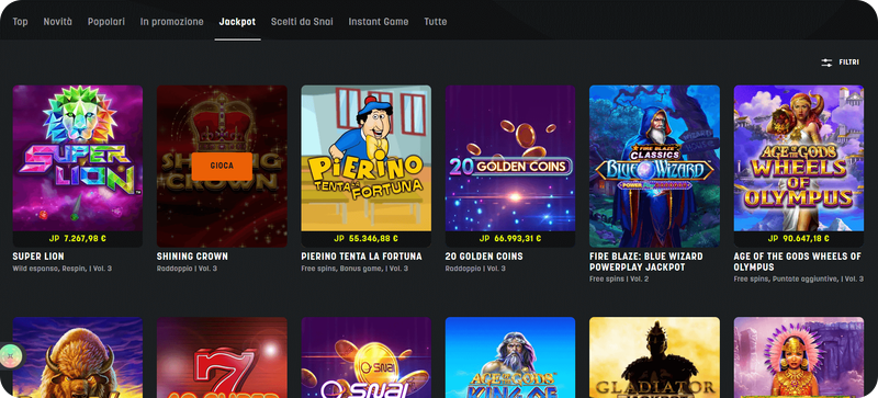 giochi jackpot SNAI Casinò