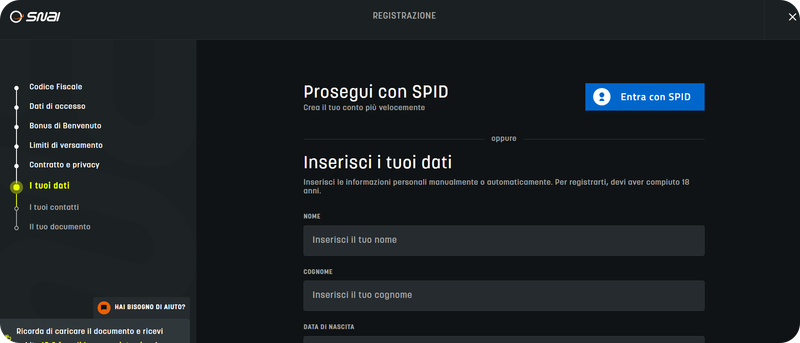 accesso SNAI Casinò