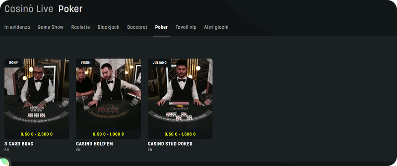 live poker SNAI Casinò