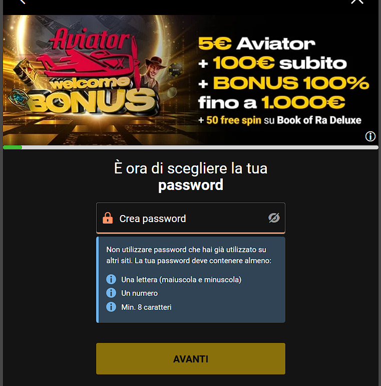 fase 3 di registrazione su Bwin