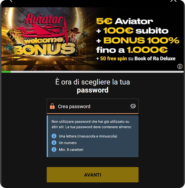 fase 3 di registrazione su Bwin