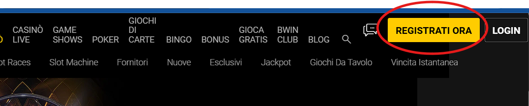 pagina di apertura di Bwin Casinò