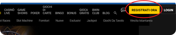 pagina di apertura di Bwin Casinò