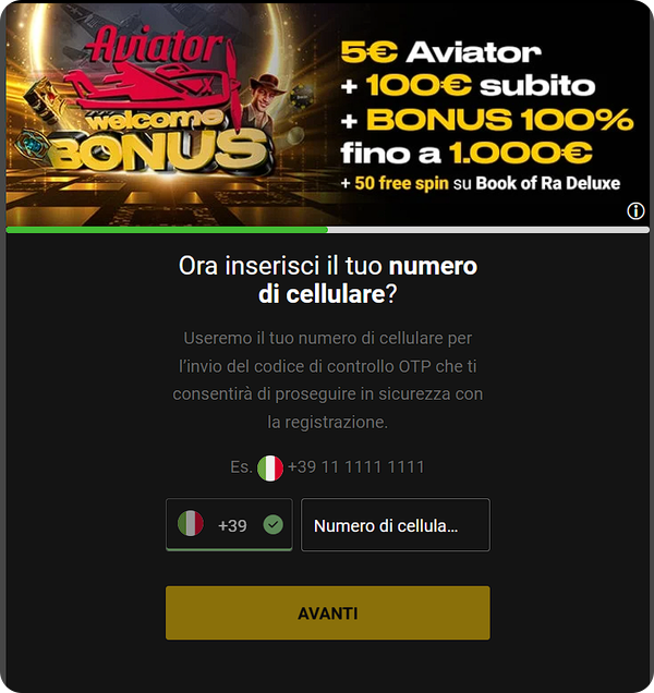 fase 5 di registrazione su Bwin