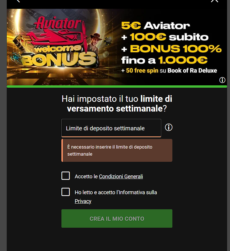fase 10 di registrazione su Bwin