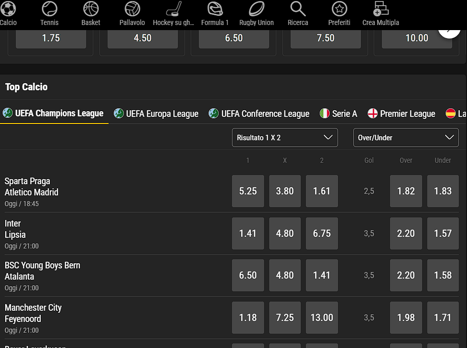 scommesse sportive su Bwin
