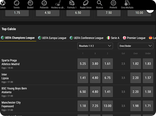 scommesse sportive su Bwin