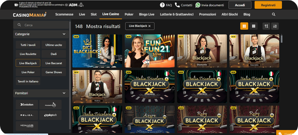 live blackjack casinomania
