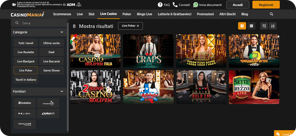 live poker casinomania