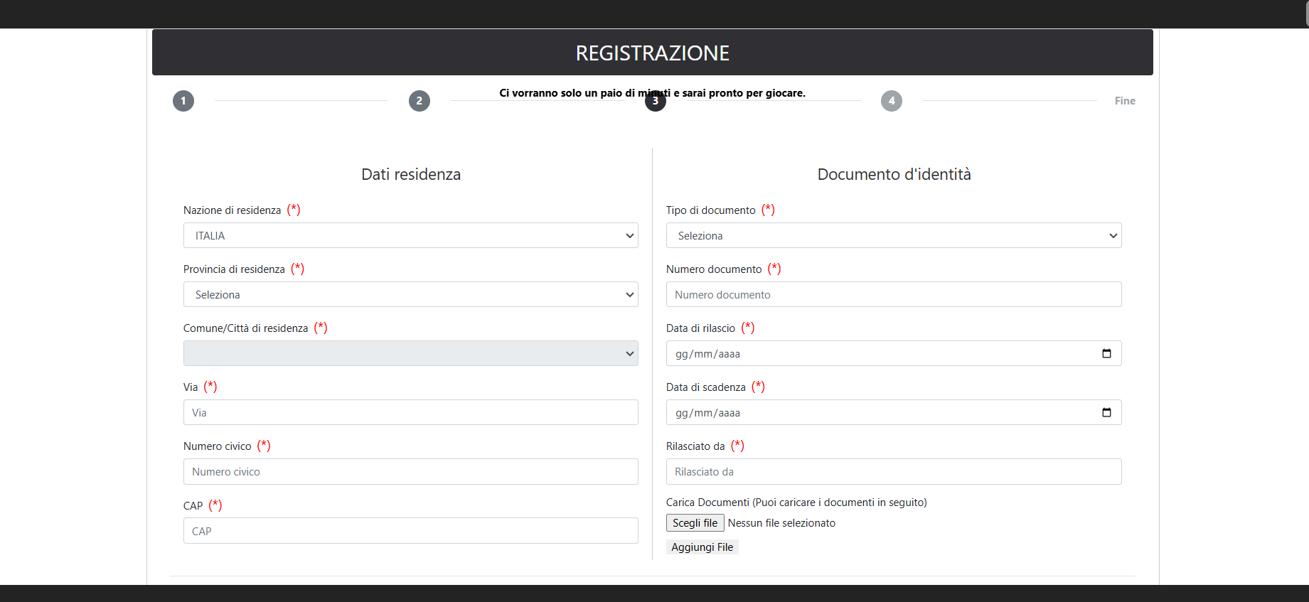 registrarsi su casinomania