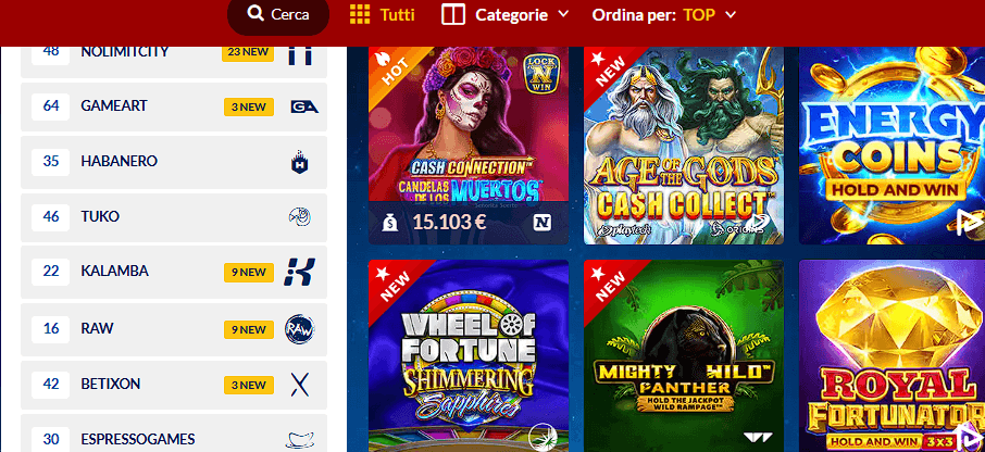 sezione slot Starvegas