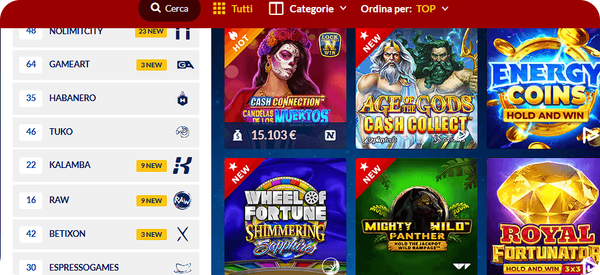 sezione slot Starvegas