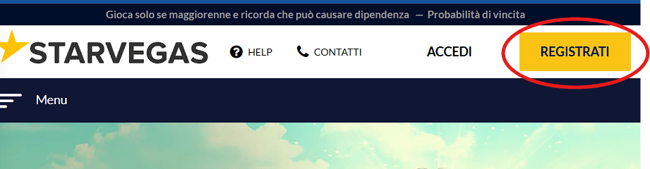 pagina di apertura di Starvegas