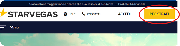 pagina di apertura di Starvegas