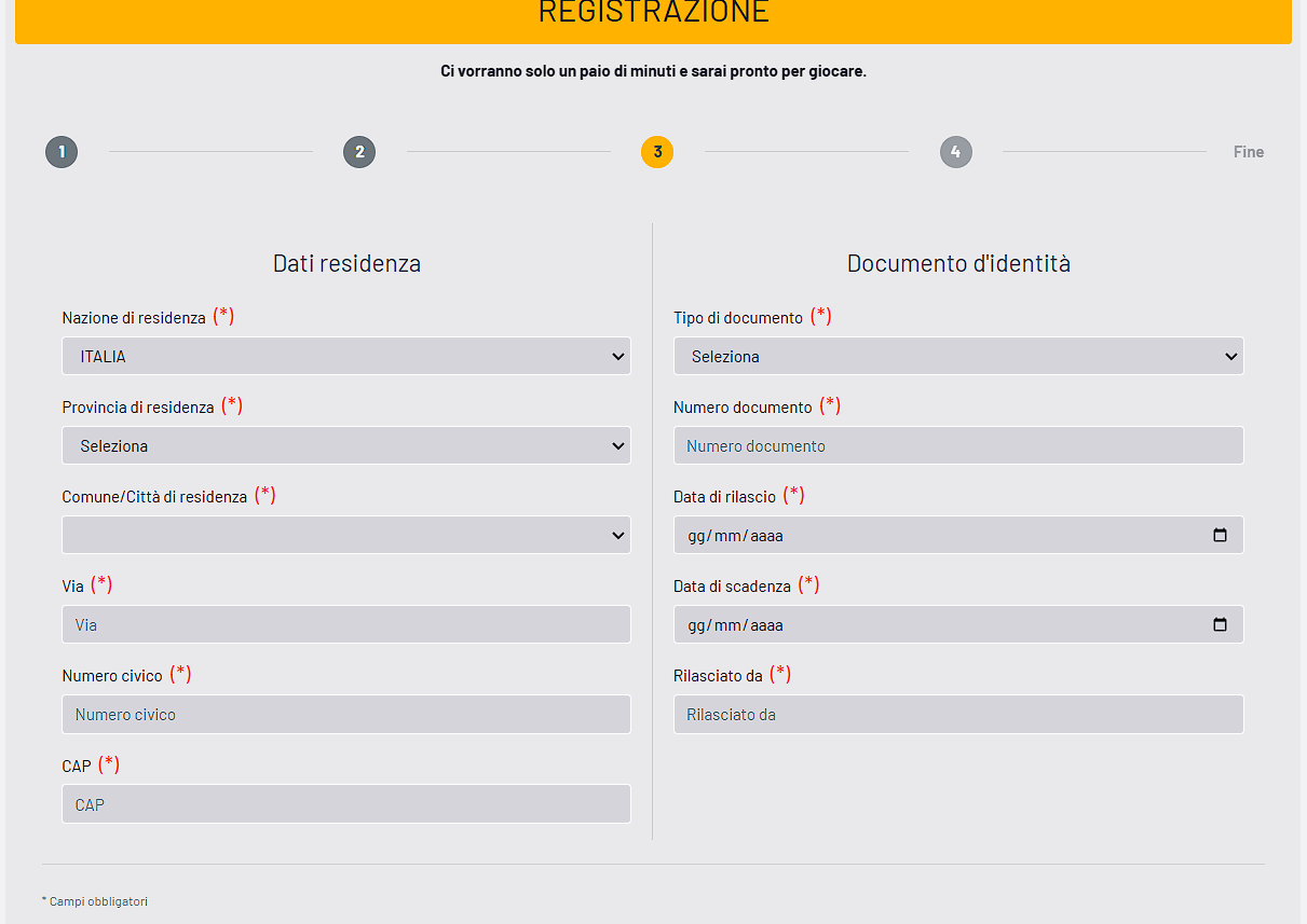 Fase 4 di registrazione su Netwin Casinò