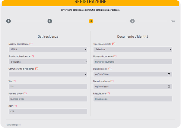 Fase 4 di registrazione su Netwin Casinò