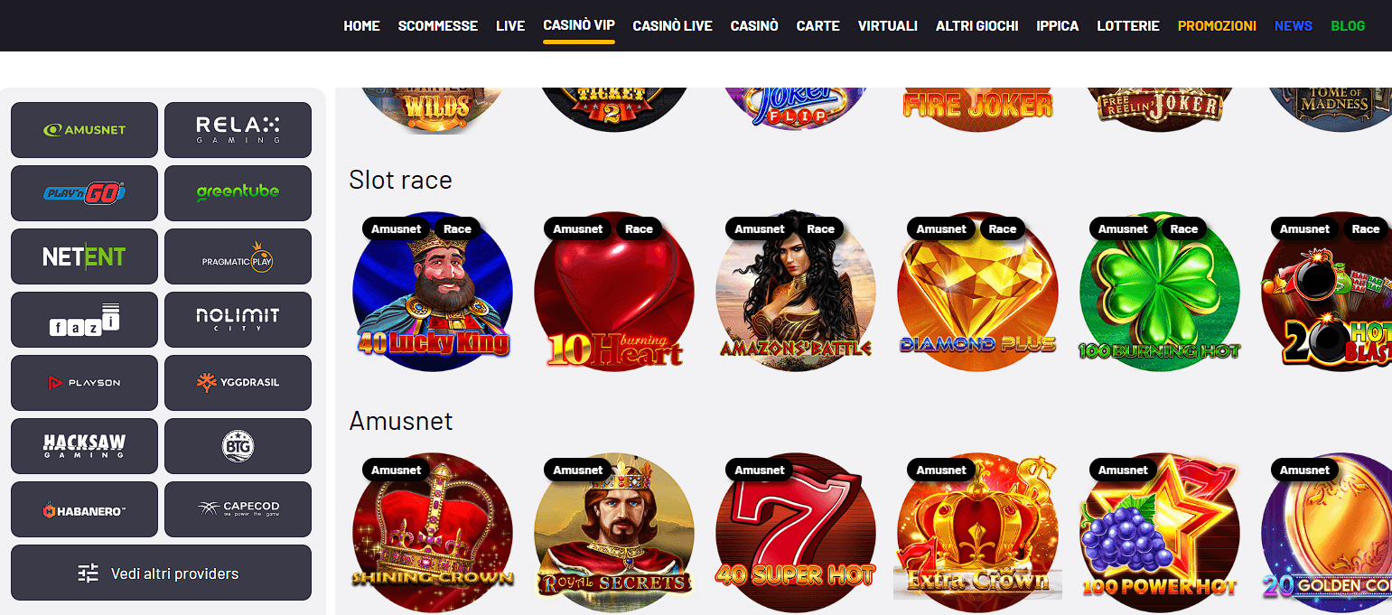 sezione casinò vip Netwin