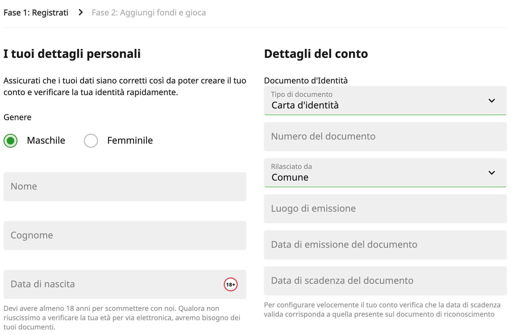 Betfair registrazione