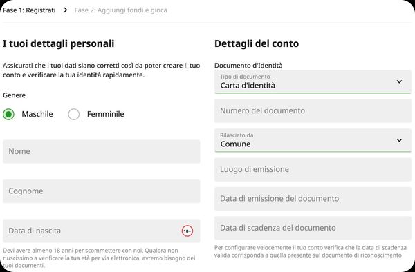 Betfair registrazione